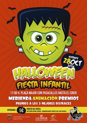 Cartel de la Fiesta Infantil de Halloween 2016 en La Nucía