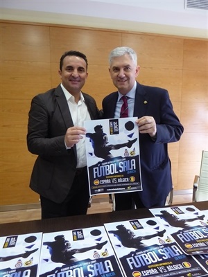 Presentación del encuentro con Venancio López, seleccionador Fútbol Sala y  Bernabé Cano, alcalde de La Nucía