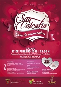 La Nucia Cartel Cena San Valentin 2018