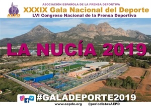 La Gala Nacional del Deporte  y el Congreso se celebrarán en La Nucía en marzo de 2019
