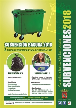 Cartel de la Subvención de la basura 2018