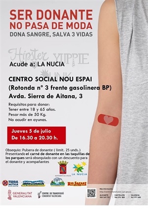 Cartel de la donación de Sangre del mes de julio