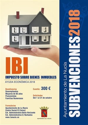 Cartel de la subvención del IBI de La Nucía