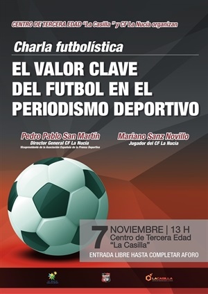 Cartel de la charla "El valor clave del fútbol en el periodismo deportivo"