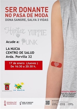Cartel de la Donación de Sangre de enero de 2019