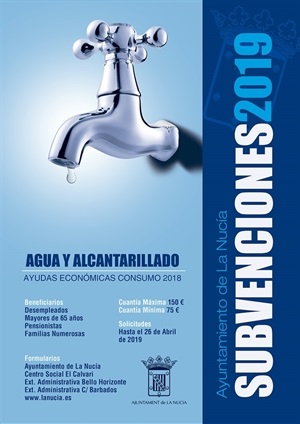 Cartel de la Subvención del Agua de La Nucía en 2019