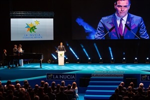 Pedro Sánchez, pte. del Gobierno durante su discurso al final de la Gala