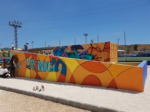 La zona de Parkour "grafiteada" con su nueva imagen