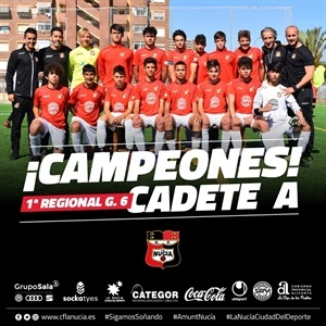 Cartel del Cadete "A", campeón de liga, elaborado por el C.F. La Nucía
