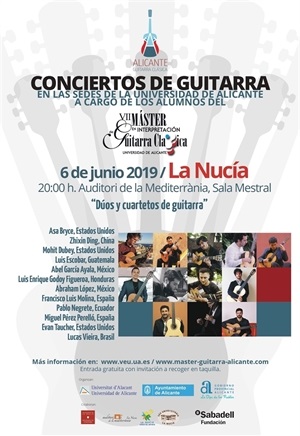 Cartel Concierto de Guitarra Clásica de mañana jueves 6 de junio de 2019