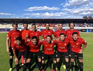 Alineación del CF La Nucía ayer ante el Arandina CF en "El Montecillo"