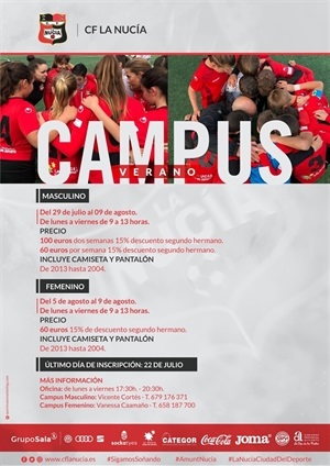 Las inscripciones para el XII Campus de Fútbol del C.F. La Nucía ya están abiertas