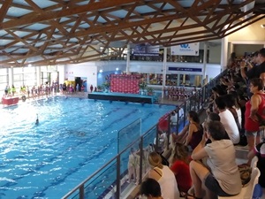 El público animó a las nadadoras durante toda la competición