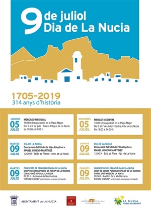 Cartel de los actos del "9 de juliol 2019" en La Nucía