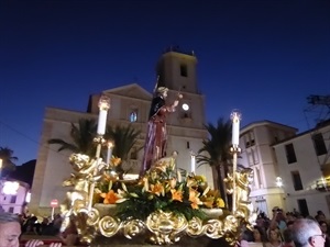 Sant Roc a su paso por la plaça Major