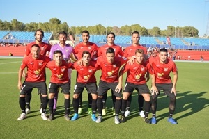 Primera alineación del CF La Nucía en Segunda B, en la 1ª jornada ante el Cornellà