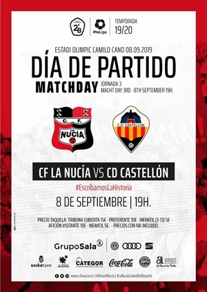 Cartel del encuentro entre el CF La Nucía y el CD Castellón