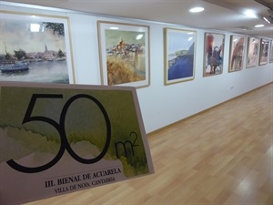 Esta exposición colectiva de acuarela "50m2" reúne obras de 56 artistas