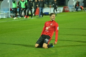 Morgado celebrando su gol ante el Hércules CF, que fue el 1-0