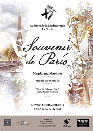 Cartel del Concierto "Souvenir de París" del próximo jueves 12 de diciembre en l'Auditori