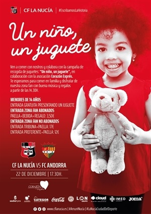 Cartel de la fiesta prepartido del CF La Nucía del próximo domingo