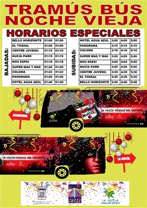 Horarios del Tramús Bús extraordinario de Nochevieja