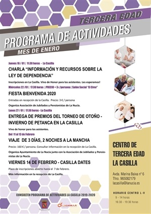 Este mes de enero la concejalía de Tercera Edad ha programado nuevas actividades