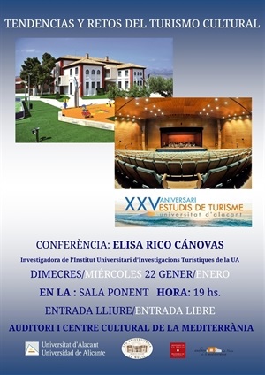 La conferencia estará a cargo de Elisa Rico, investigadora del Instituto Universitario de Investigaciones Turísticas de la UA
