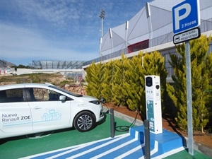 Punto de recarga de coches eléctricos en Estadi Olímpic Camilo Cano
