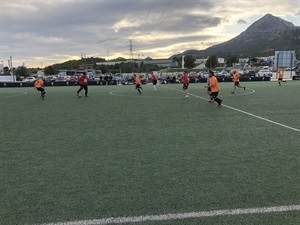 Un partido de la XV Liga de Fútbol 7 de La Nucía