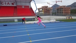 En un entrenamiento en la Pista de Atletismo del Estadi Olímpic