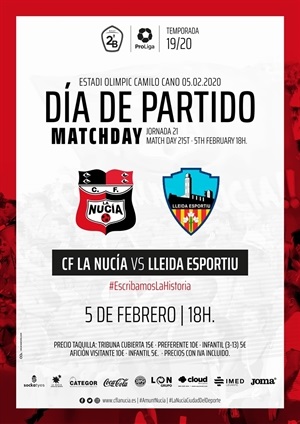 Cartel del encuentro entre el CF La Nucía y el Lleida Esportiu