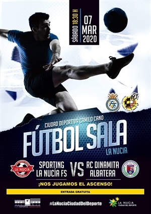 Cartel del encuentro entre el Sporting Fútbol Sala La Nucía y Albatera