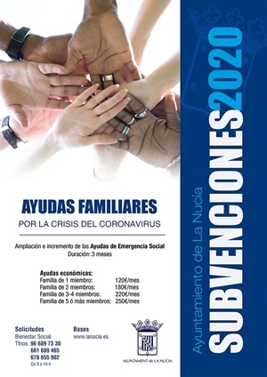 Cartel de las Ayudas Económicas del Coronavirus del Ayuntamiento de La Nucía