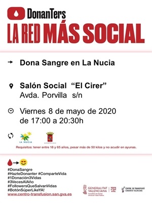 Cartel de la donación de sangre de La Nucía en el mes de mayo