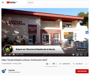 La Escuela de Adultos ha publicado este vídeo en el canal de YouTube de La NucíaTV para dar ánimos a toda la comunidad educativa