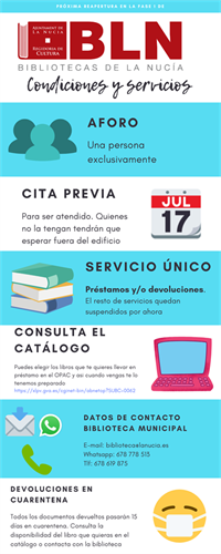 La Nucia Biblioteca servicio restringido fase 1 2020