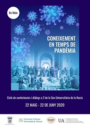 Cartel del ciclo de conferencias “Coneixement en temps de Pandèmia”