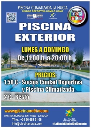 La piscina exterior ya está abierta de lunes a domingo