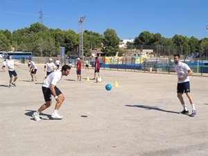 Un momento de la sesión de entrenamiento ayer domingo