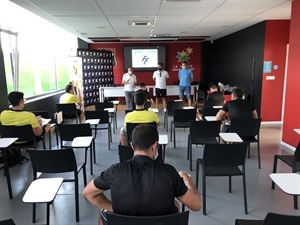 Sergio Villalba, concejal de deportes, en la apertura de la jornada de "pruebas de ascenso" de árbitros de fútbol sala