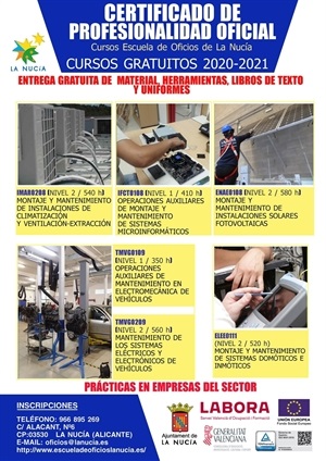 La Escuela de Oficios de La Nucía ya tiene abierta sus inscirpciones