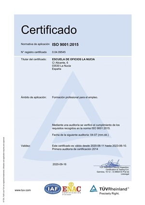 Este certificado puntúa a la hora de obtener cursos de formación y  demuestra la “excelencia” de las instalaciones y de su profesorado