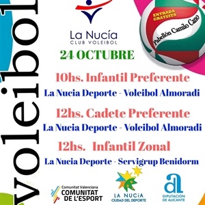 En la próxima jornada los tres equipos federados del C.V, La Nucía jugarán en "casa" el sábado por la mañana