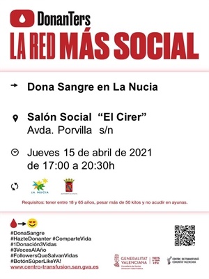 La Donación de sangre será esta tarde de 17 a 20,30 horas