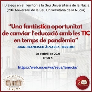 Esta conferencia estaba incluida dentro del "Cicle: Diàlegs en el Territori de la UA" y en la programación 20 aniversario de la Seu de La Nucia