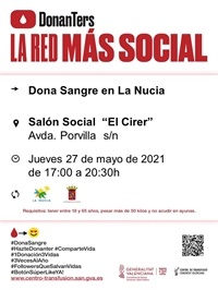 La Nucia Cartel Donacion Sangre 27 Mayo 2021