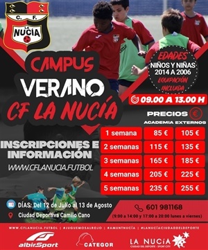 Cartel Campus verano CF Nucia 2021