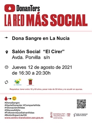 La donación será esta tarde de 16,30 a 20,30 horas
